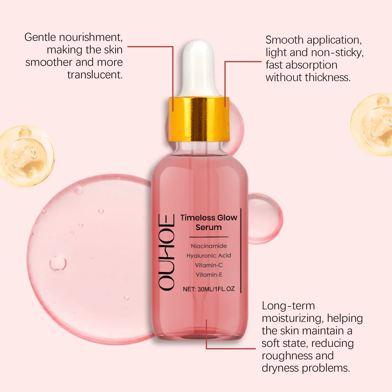 Hyaluronic Acid Firming Serum Moisturizing Fade Fine Lines Wrinkle Smoothing Even Skin Tone Brightening Facial Care Essence 4