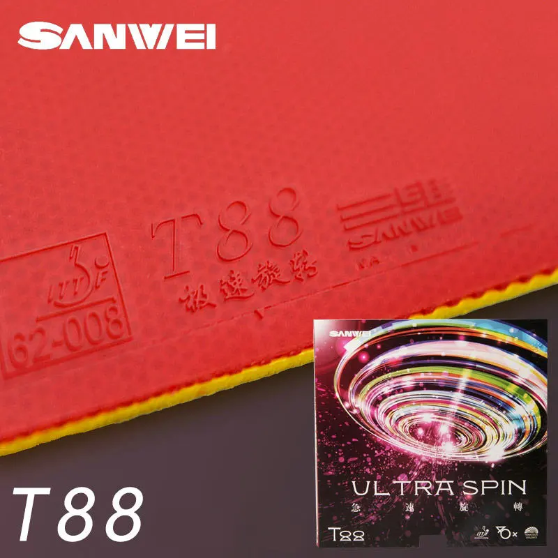 SANWEI T88 High-Performance Table Tennis Rubber - Semi-Sticky, Spin-Optimized with Elastic Sponge