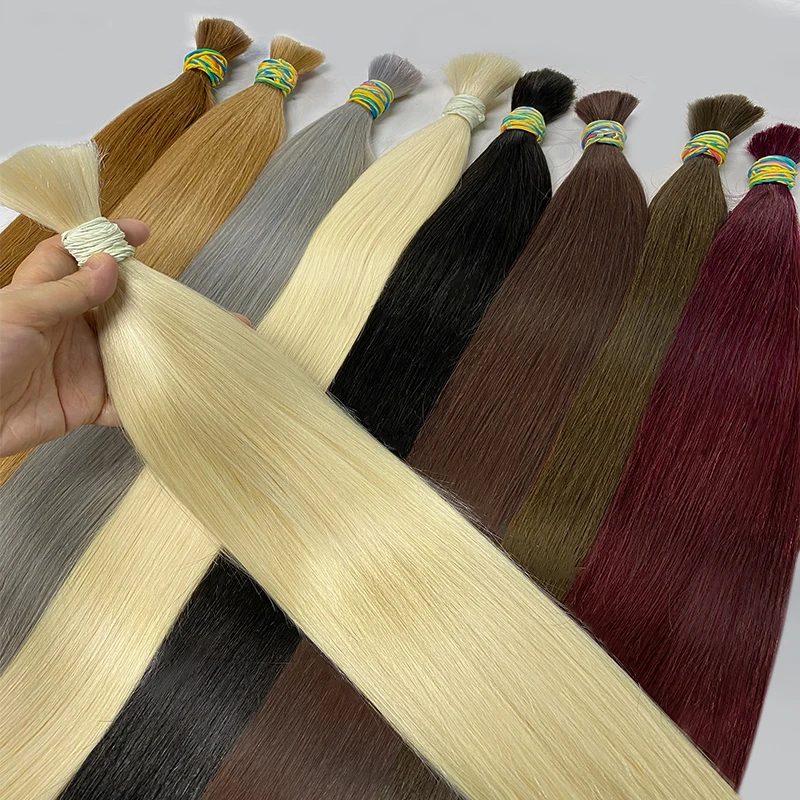 100% Real Human Hair Bulk Hair Machine Made Virgin Remy Straight Bulk 18-30inch 100g Natural Blonde Extension No Weft human hair extensions