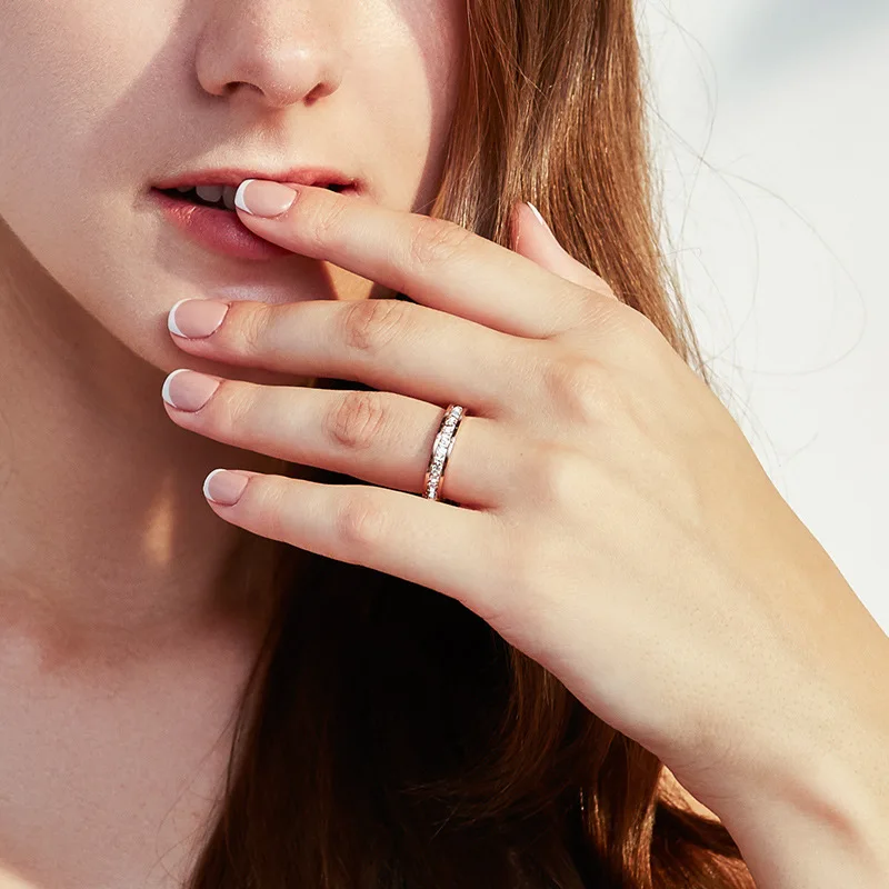 4mm Stainless Steel Stackable CZ Eternity Ring Wedding Band for Women Girl Size 3-10 5