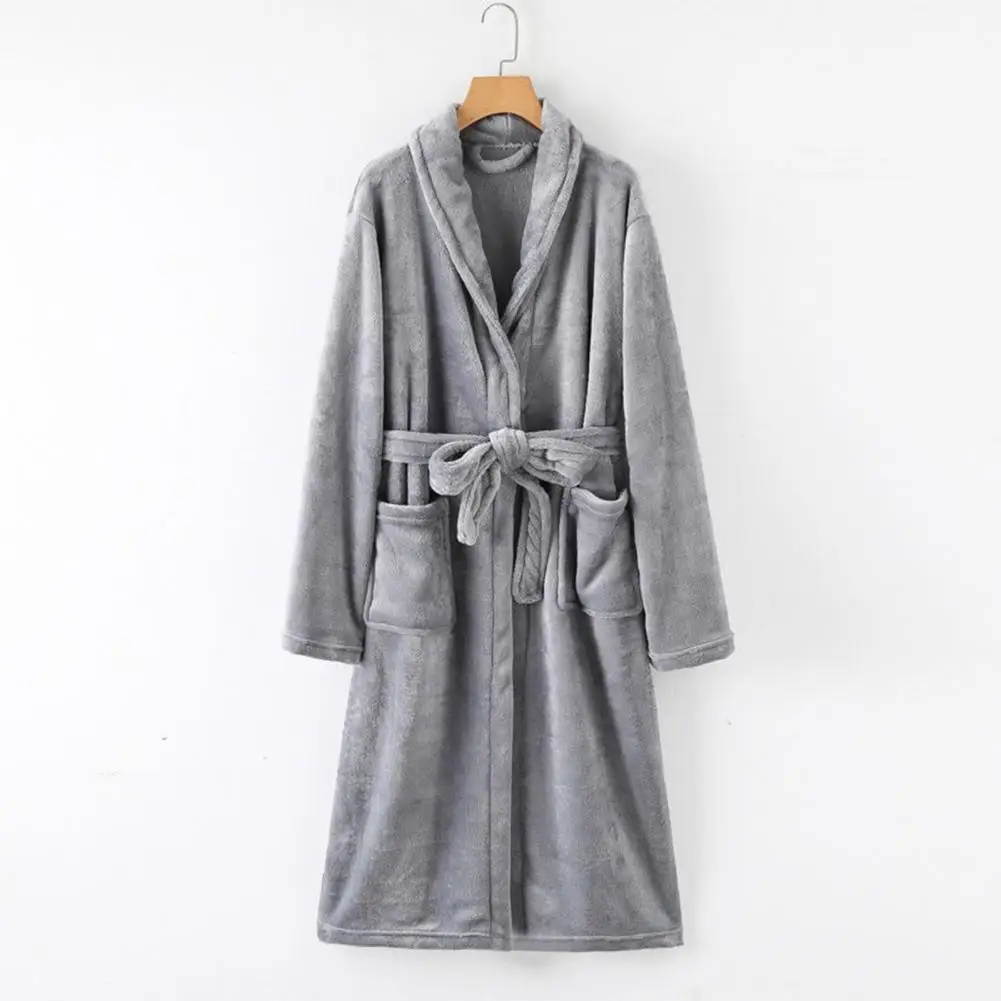 

Adjustable Belt Bathrobe Cozy Unisex Winter Bathrobe with Thick Warmth Great Water Absorbency Elegant Lace-up Design for Long