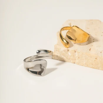 Uworld antiruggine in acciaio inossidabile grande anello personale elegante creativo minimalista in metallo dichiarazione gioielli impermeabili per le donne Gif