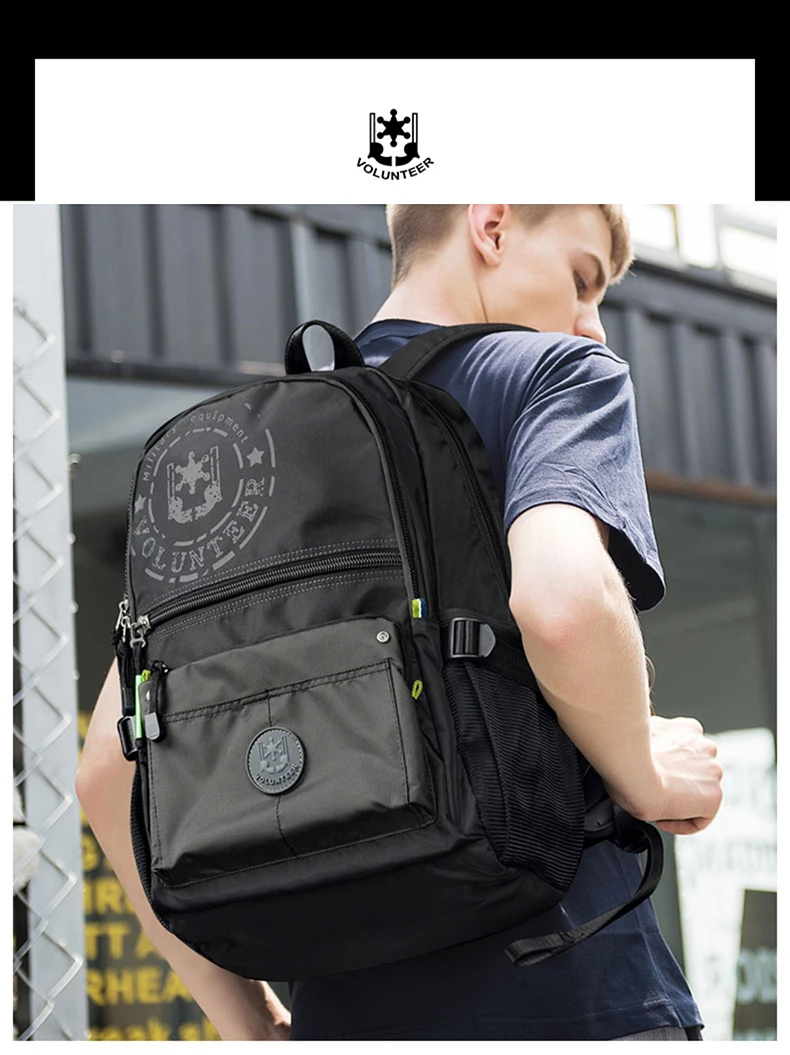 Men's waterproof travel backpack front view
