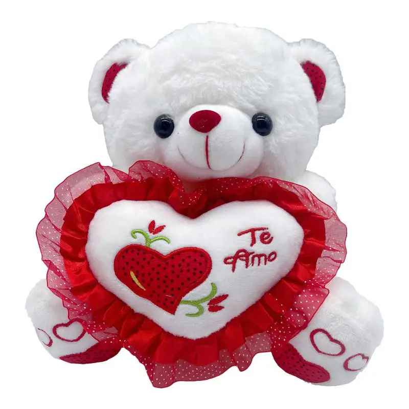 25cm Embroidered Love Heart Bear Plush Toy Cute Soft Stuffed Animals Teddy Bear Doll Plush Pillow Valentine's Day Birthday Gifts