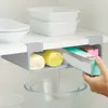 Plastic Cling Film Organizer Grey Wall Mounted Tinfoil Organizer No-Punch Space Saving Hanging Cabinet Storage Shelf for Home 3