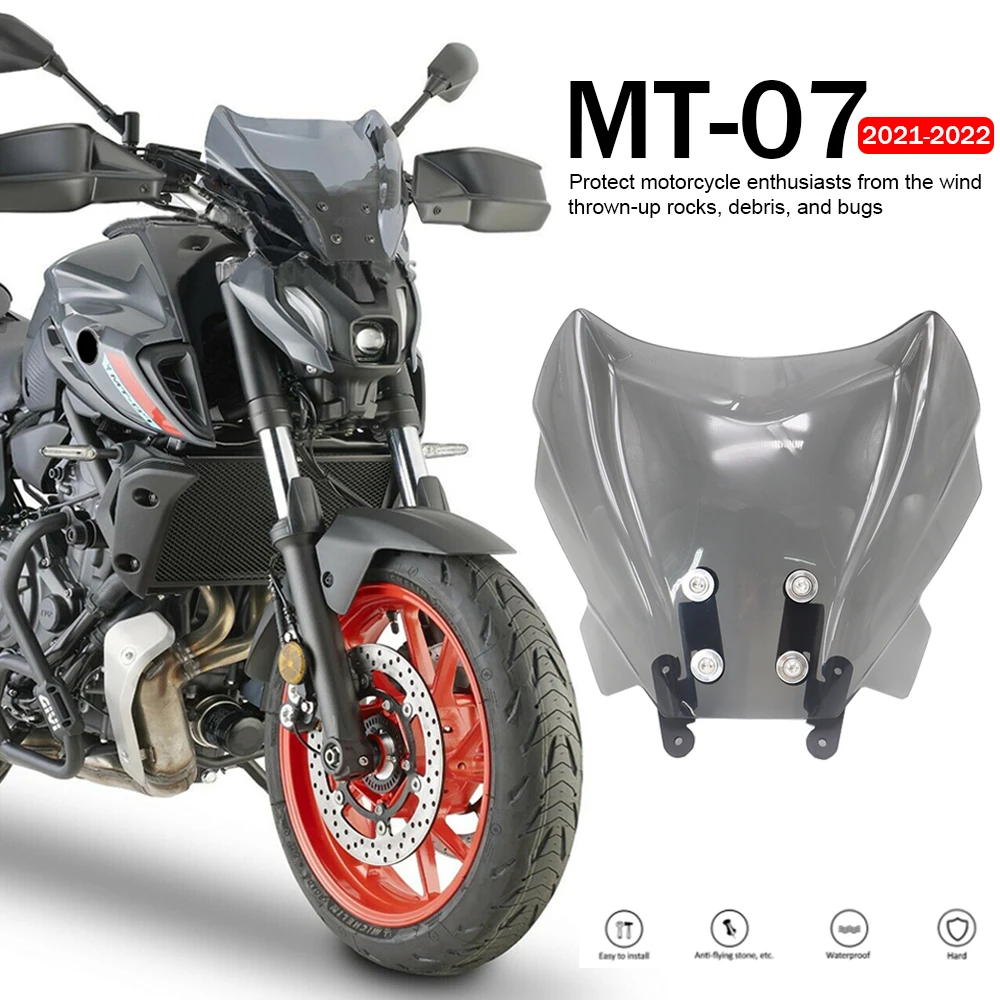 

NEW Motorcycle Accessories Windshield Fly Screen Small Windscreen Fairing Wind Shield Deflector For YAMAHA MT07 MT-07 2021 2022