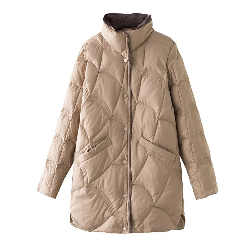 

2023 Winter New Fashion Stand Collar Women Down Jackets Female Casual Loose Ultra Lightweigh White Duck Down Warm Coat Clothing