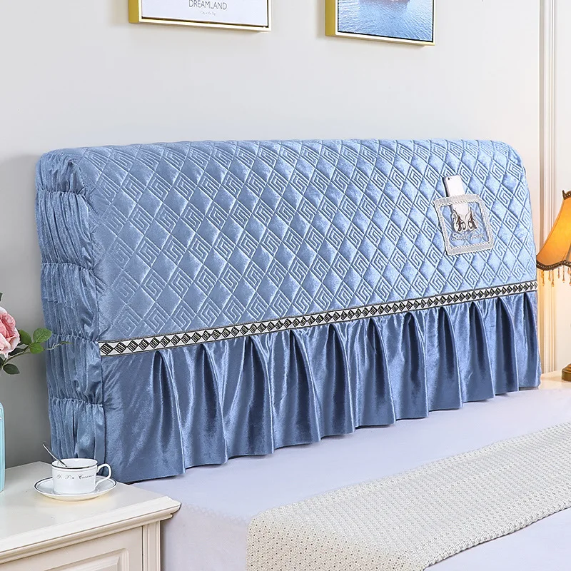 All Inclusive Solid Color Soft Plush Bedside Cover Embroidery Bed Head