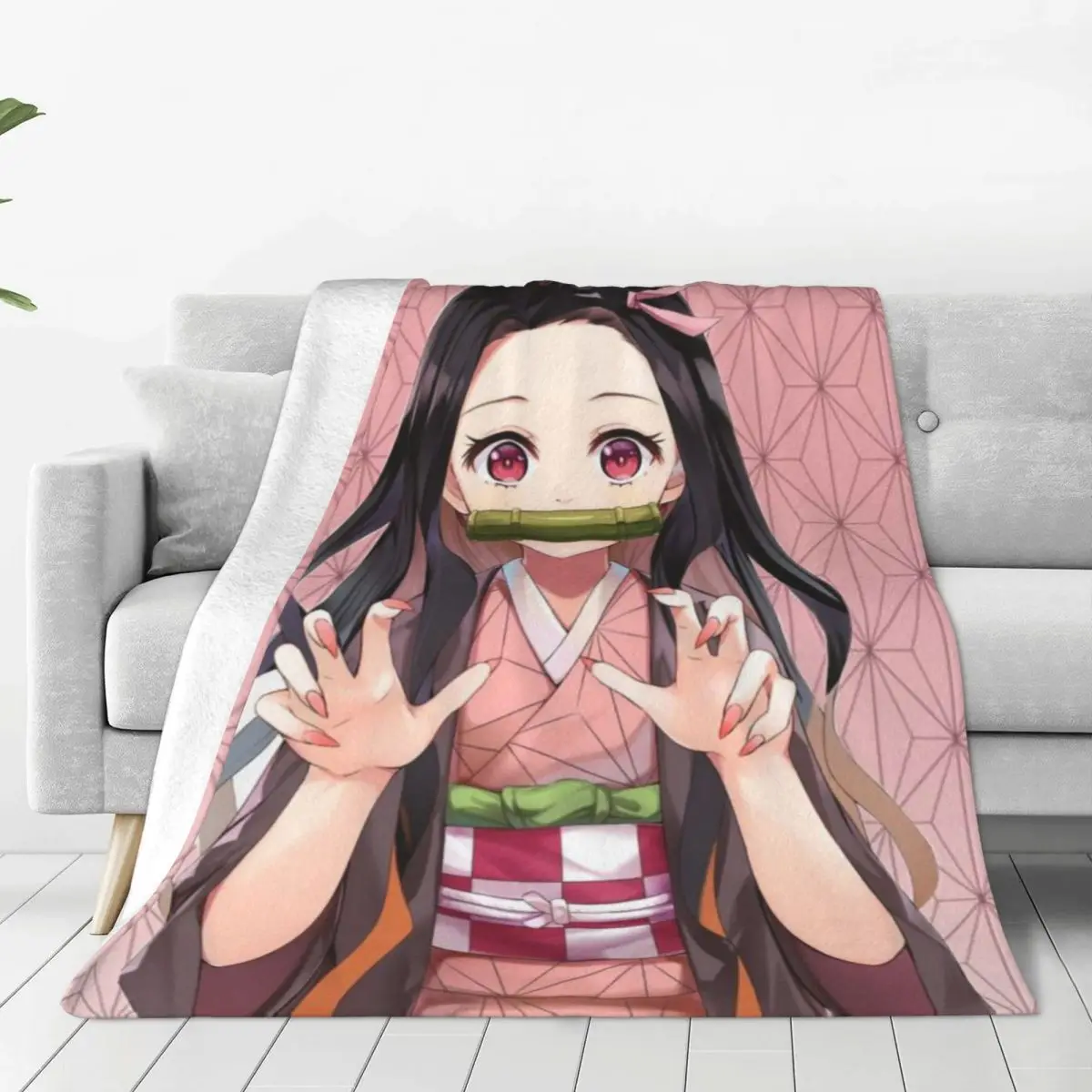 

Demon Slayer Kimetsu No Yaiba Blanket Soft Fleece Warm Flannel Nezuko Kamado Throw Blankets for Sofa Outdoor Bedroom Bedspread