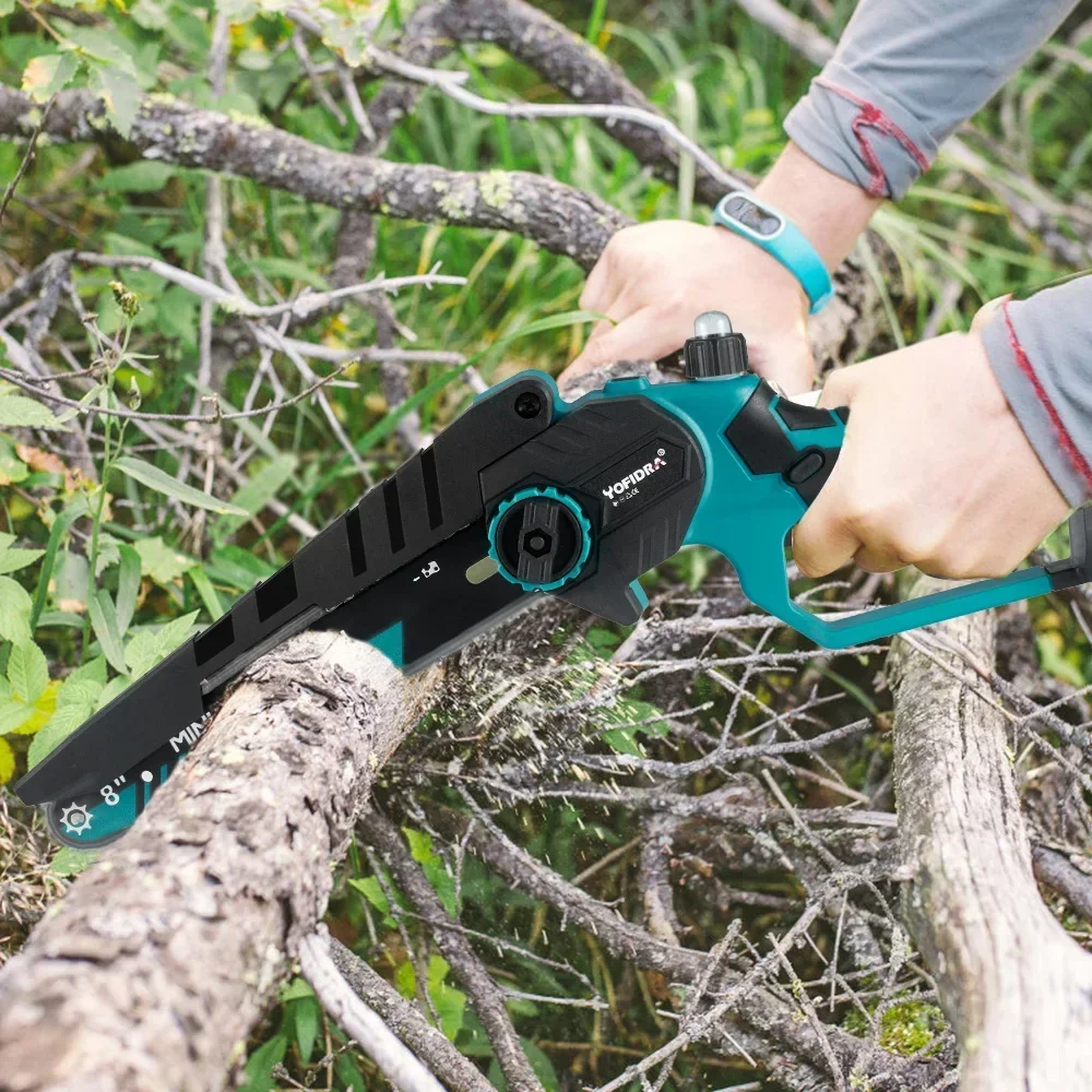 YOFIDRA 8 Inch Brushless Electric Chainsaw Cordless Rechargeable Woodworking Garden Pruning Saw Tool for Makita 18V Battery 2