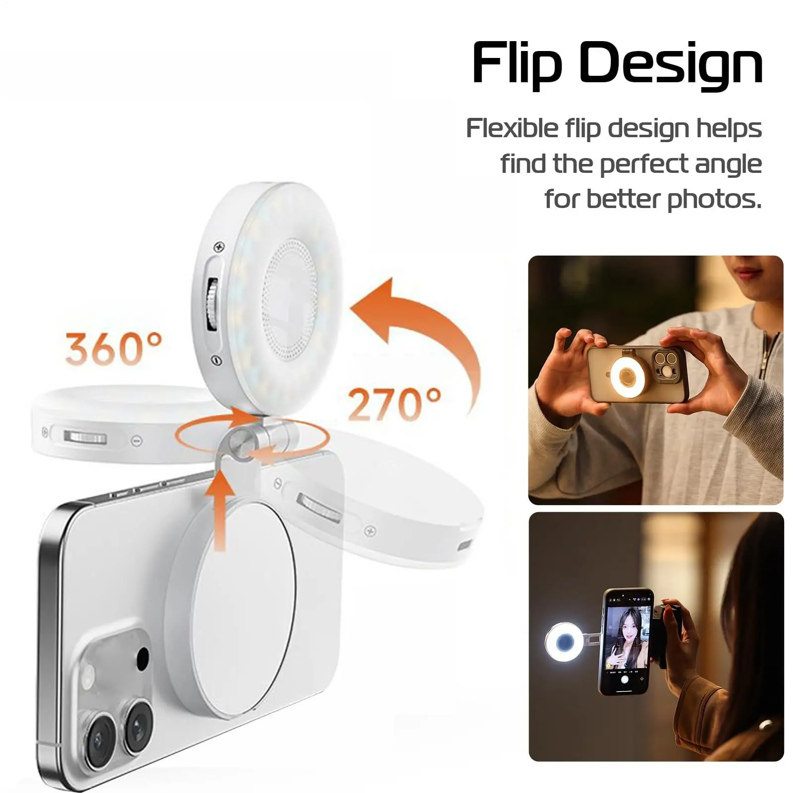 Portable Selfie Light Clip On Magnetic Phone Ring Light 3 Modes Adjustable Lighting For Makeup Laptop Webcam Camera Vlog