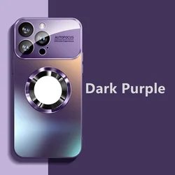 Premium Titanium Metallic Matte Case with MagSafe and Camera Lens Protection Cover - iPhone 15 Plus (Purple)