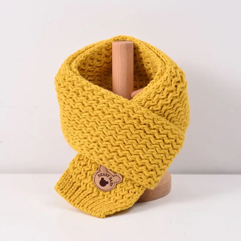 Korean Cartoon Bear Baby Scarf Cute Winter Warm Knitted Boy Girl Neckerchief Soft Outdoor Toddler Kids Neck Warm Scarf