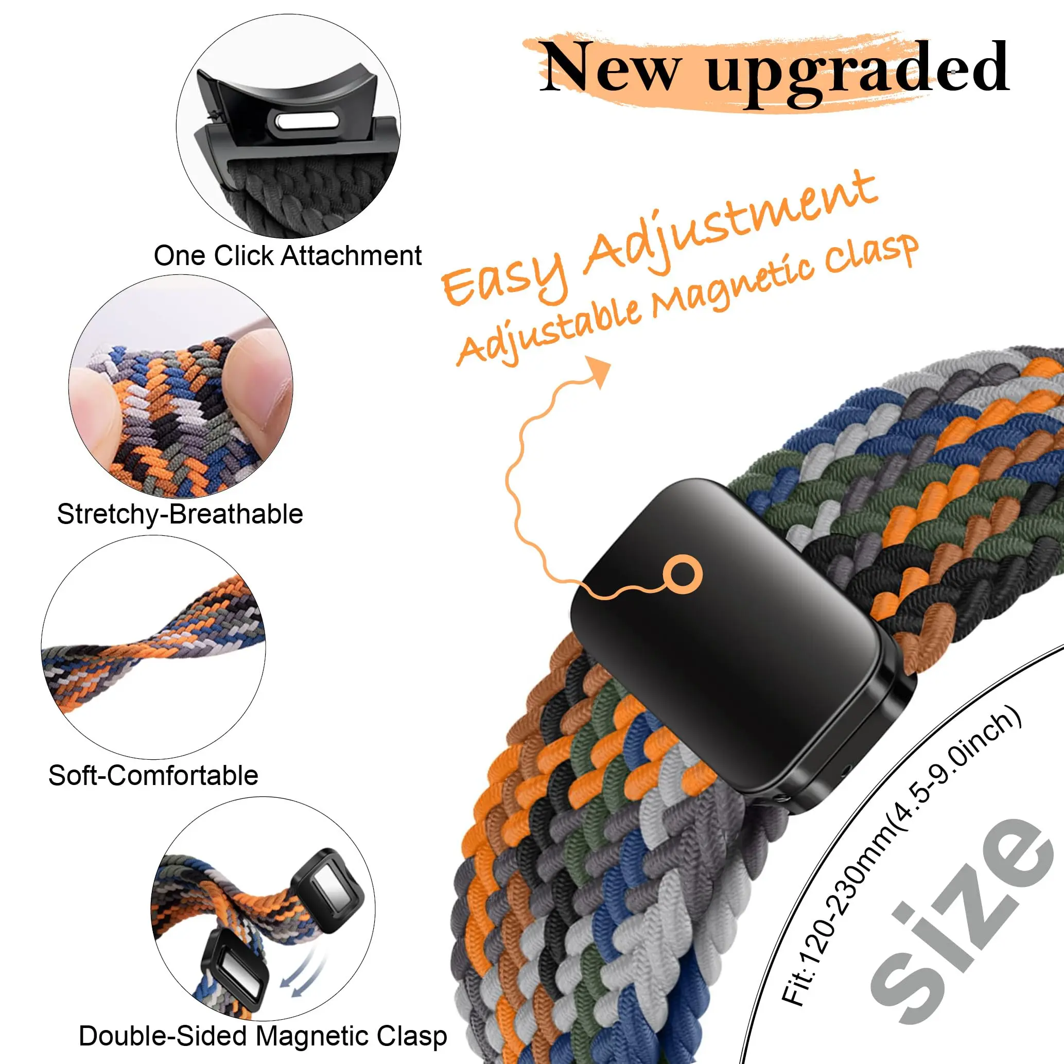 Magnetic Braided Loop Bracelet 20mm No-Gap Strap