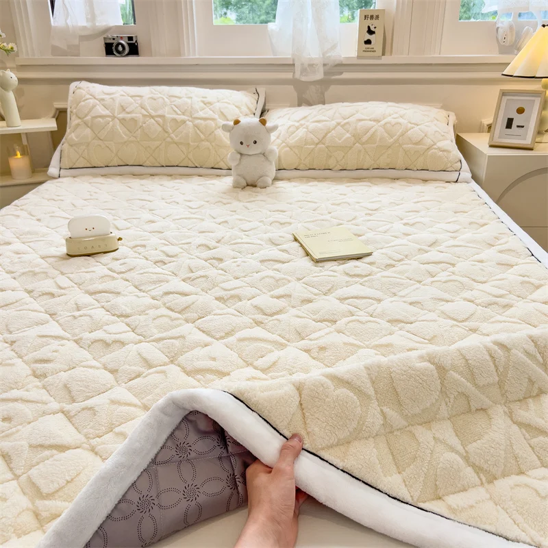 Jacquard Mattress Velvet Bed Mat Cover Warm Bedsheet Simple Style Mattresses Home Topper Mattress топпер матрас (No Pillowcase)