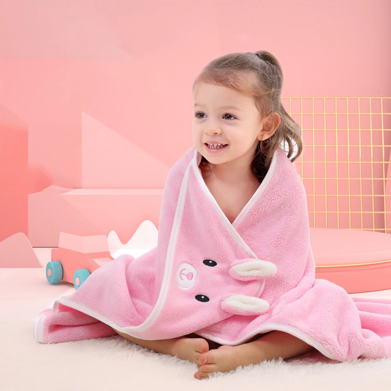 Baby Infant Bath Towels Baby Cartoon Coral Fleece Towel Newborn Blanket with Hood Bathrobe Infant Babys Stuff