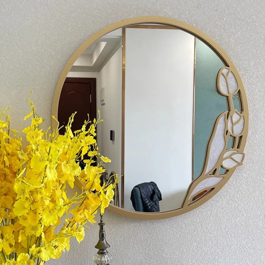 

Ornament Mirror Wall Decor Lace Makeup Wavy Aesthetic Vanity Mirror Bathroom Bedroom Living Room Desk Pocket Spiegel Room Decor