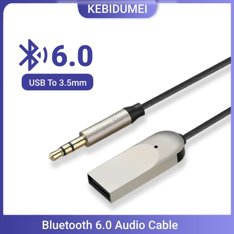 Wireless Bluetooth 6.0 Car Kit AUX Audio Receiver with HiFi Stereo and Hands-Free Microphone