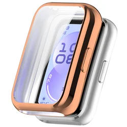 Shockproof Soft TPU Case with Built - in Screen Protector - Full Protection Flexible Cover for Huawei Band 11 (Rose Gold)