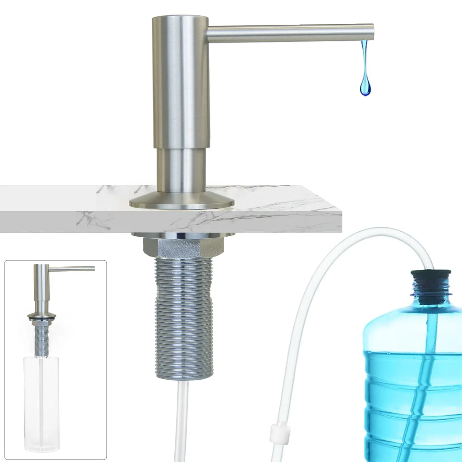 ทองเหลืองกด-ประเภทเครื่องจ่ายสบู่สําหรับอ่างล้างจาน 17 ออนซ์ 120 มม.หลอดห้องครัวมือ/เครื่องจ่ายสบู่เหลว 1