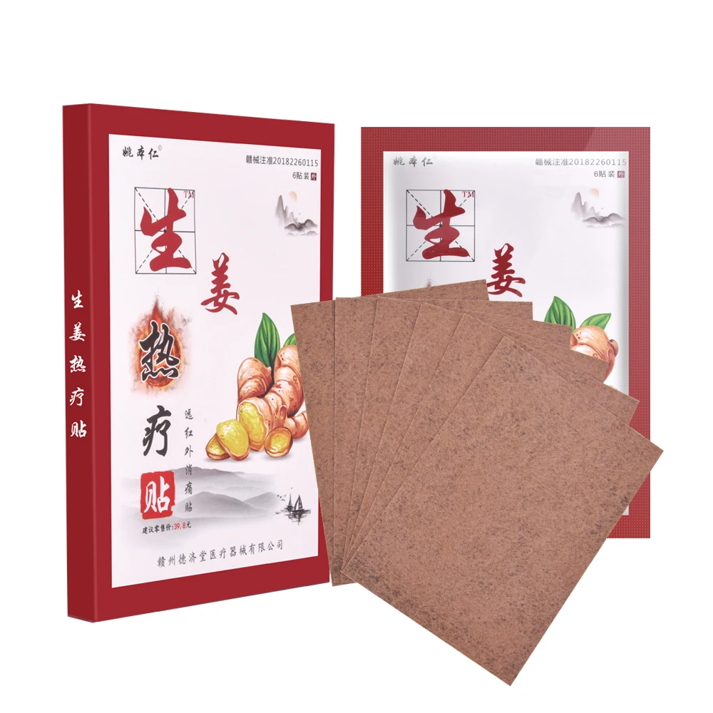 6pcs/bag 2 Bags Ginger Heat Automatic Heating Therapy Pad Sheet Relif
