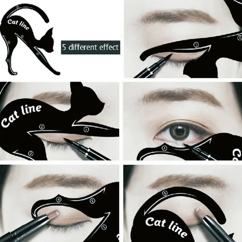 Makeup Tools Eyeliner Stencil Tool Eye Makeup Tools Cat Line Eyeliner Stencils Black Pro Eye Makeup Tool Eye Template Shaper Model Easy To Make Up Cat Line Stencils Eyeliner Card