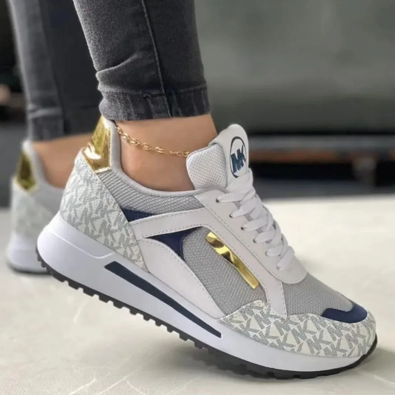 2025 New Style Women Wedges Sneakers Lace - Up Breathable Sports Shoes Casual Platform Female Footwear Ladies Vulcanized Shoes 3