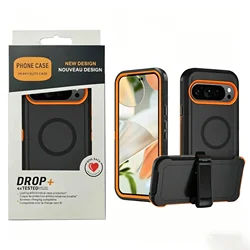 Enhanced Heavy Duty Shockproof Belt Clip Case with Box and Hard Cover - Google Pixel 10a (Orange)