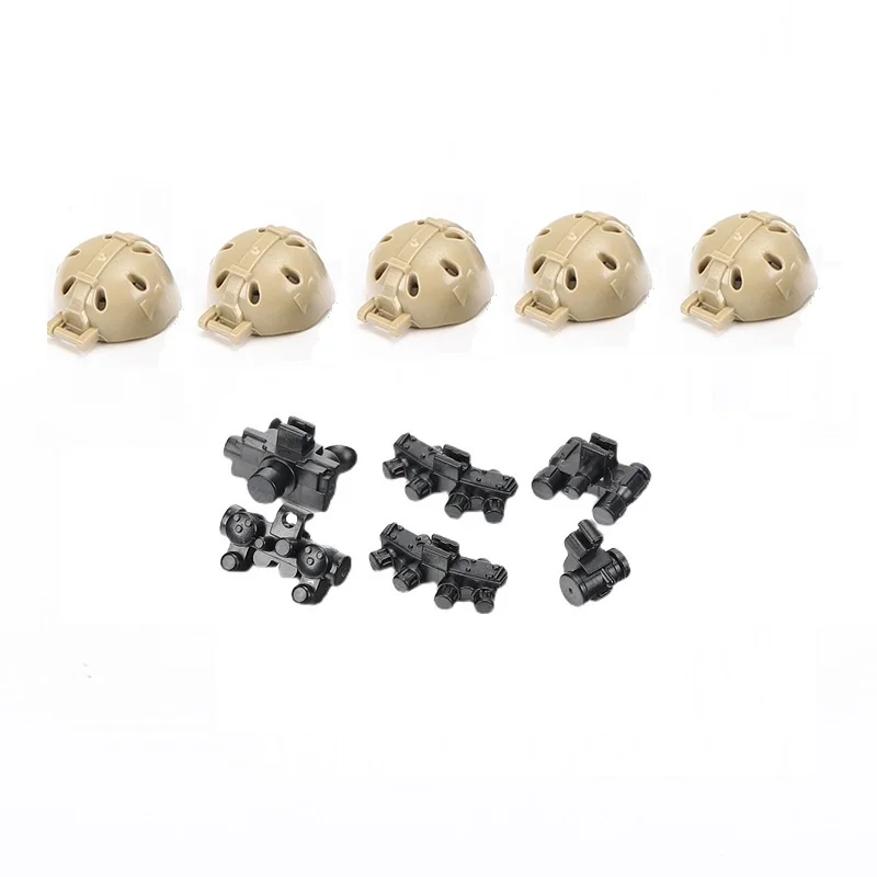 Moc Arma Militare Modern Night Vision Sight Helmet Swat City Police Parts Mini Playmobil Figures Building Block Brick Mini Toy