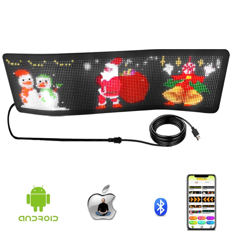 Panneau de signalisation de voiture LED Bluetooth, panneau de matrice de  message défilant, affichage numérique, panneau flexible personnalisé pour  voiture, magasin, bar, USB, 5V - AliExpress