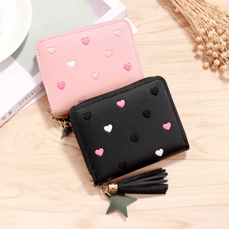 1PC Women Small Wallet Ladies Mini Tassel Wallet Cute Girl Short Zipper  Lovely Pu Leather Coin Purse Female Hand Wallet Purse - AliExpress