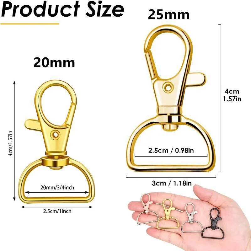 Alloy Metal Lobster Claw Clasps 10Pcs Swivel Keychain Clasps Hooks Handbag Straps Accessories DIY Jewelry Making