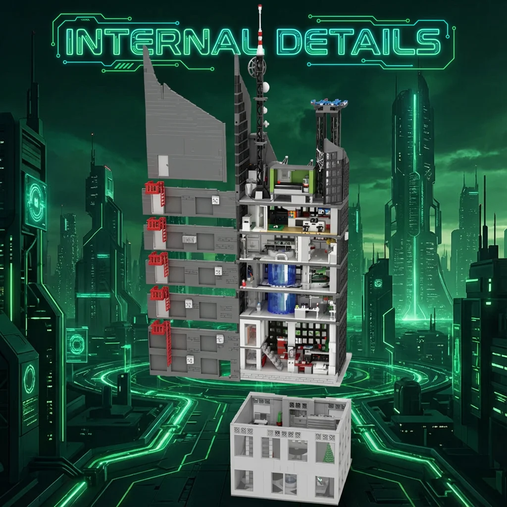 Spider-Films Oscorp Helden-Turm Bausteine mit Licht, Stadt-Klassiker Modulares Montagemodell-Set, Kreative Spielzeuge und Geschenke ﻿ 6375 Stück – Detail 5
