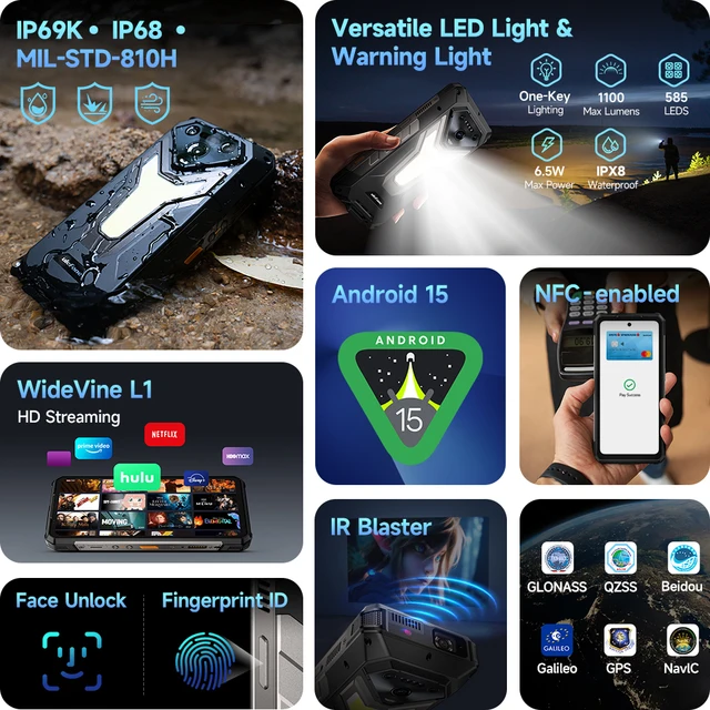 Ulefone Armor 34 Pro 5G Rugged Phone, 25500mAh, 32GB+512GB, Projector, 120Hz 4
