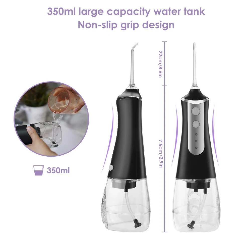 Oral Irrigator Tooth Scaler 3-speed adjustment Water Flosser Portable Dental Water Jet 350ML IPX6 Waterproof Teeth Cleaner