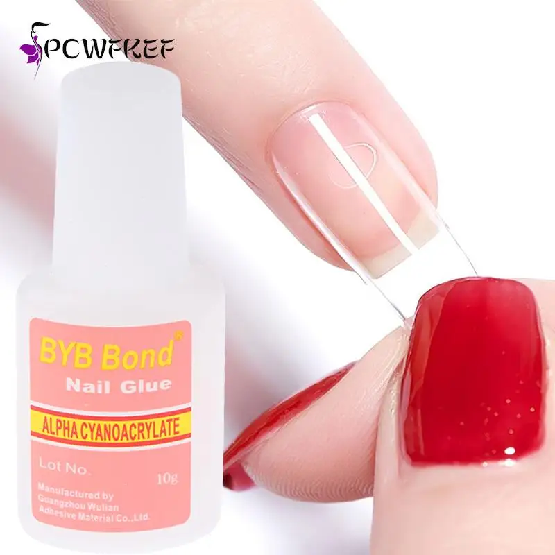 

10g Fast Drying Nail Glue for False French Tips Glitter Acrylic Nail Art Decoration Adhesive Manicure Tool Bottle Cap with Brush