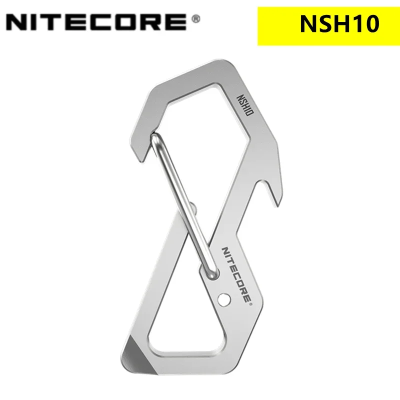 Titanium Snap Hook NITECORE NSH10 Push Button Hanging Too Multiuse Titanium Snap Hook Figure 8 Buckle Hang Buckle 45 Degress Elastic Spring Gate