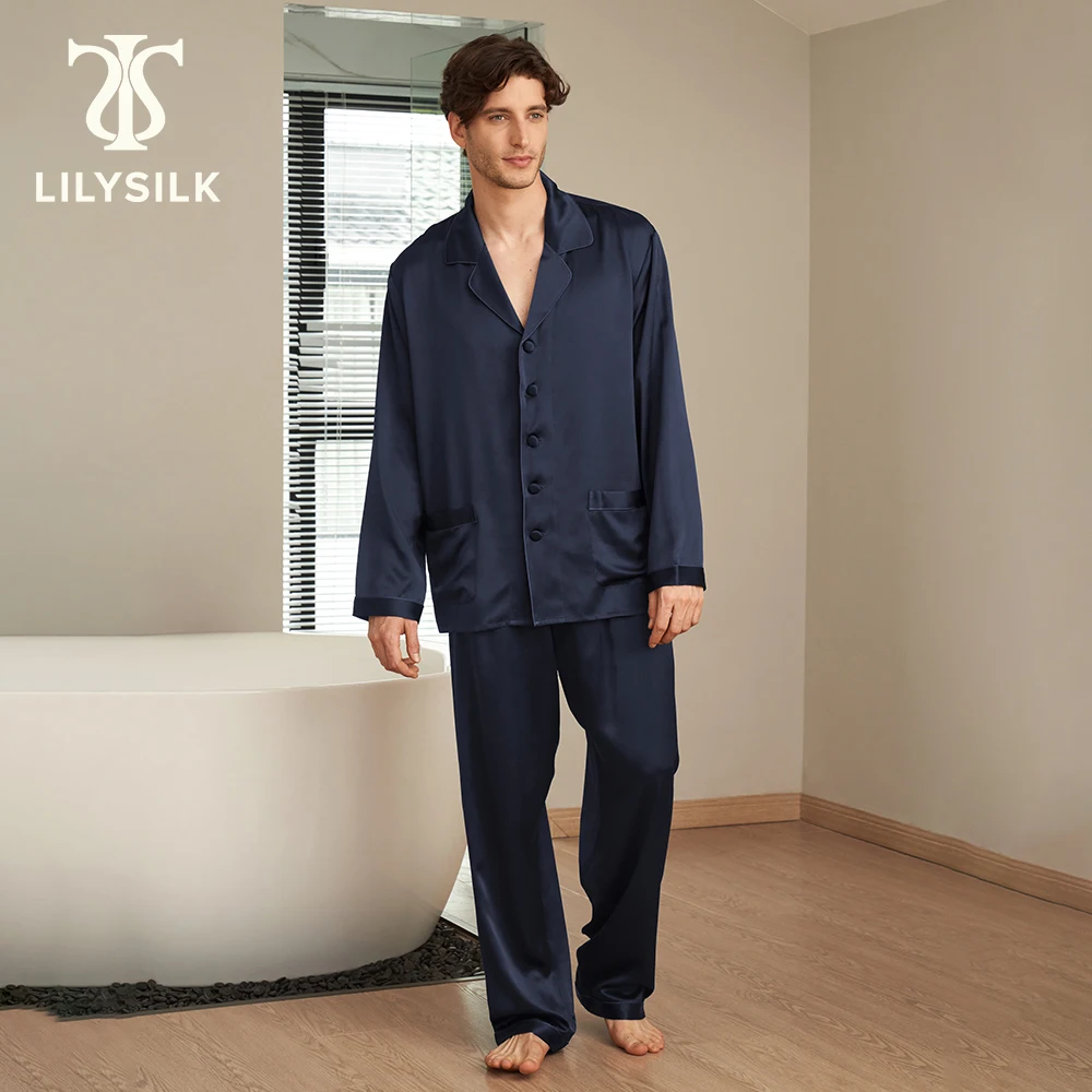 LILYSILK 100 Silk Pajamas Set Men Long 22 momme Luxury Natural Mulberry Silk Men's Clothing