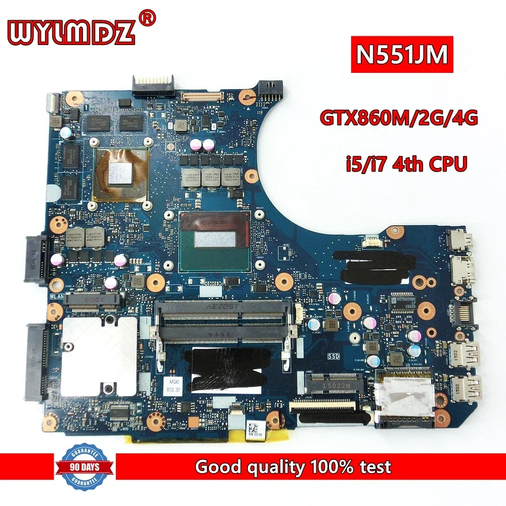 

N551JM GTX860M i5/i7CPU Mainboard For Asus N551J G551J N551JX G551JM N551JW G551JX N551JK N551JM Laptop Motherboard