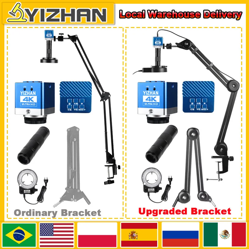 Yizhan 150x c-mount lente zoom microscópio de vídeo eletrônico 4k uhd 60mp câmeras industriais 1080p 60fps hdmi tipo-c ferramentas de solda