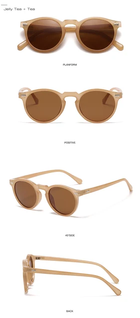 SO&EI Retro Runde Polarisierte Sonnenbrille Frauen Mode Nieten Dekoration Shades UV400 Männer Punk Dunkelgrün Sonnenbrille_voghion.com