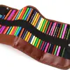 Hot 24/36/48/72 Holes Makeup Wrap Holder Roll Up Pen Bag Thick Canvas Pen Curtain Stationery Organizer School Office Supplies 3