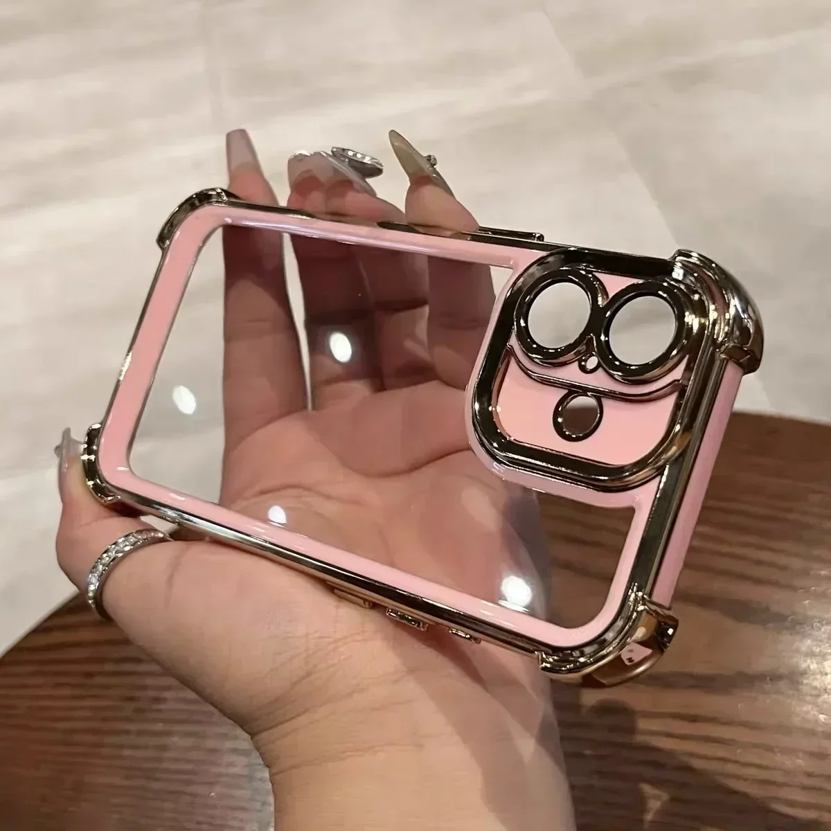 Luxury Plating Transparent Protective Phone Case - All-Inclusive Anti-Fall Design