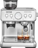 Espresso Machine with Grinder, 15 Bar Semi-Automatic Espresso Coffee Maker with Milk Frother Steam Wand, Removable Water T 1