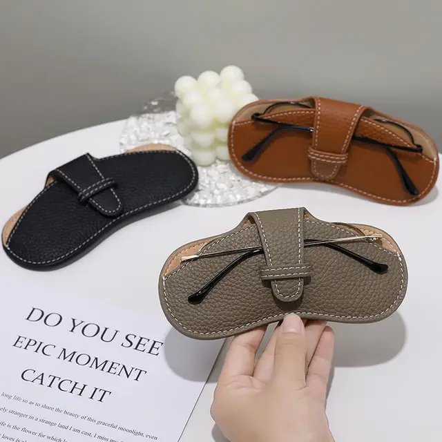 Sac à lunettes en cuir souple, étui à lunettes portable, lunettes de soleil, sac de rangement pour lunettes pour hommes et femmes, housse de protection 1