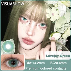 VISUASHOW Lovely Blue Colored Contact Lenses: Soft, Anime Cosplay & Cyber Cute Style for Costume Makeup & Parties (Lovejoy Green)