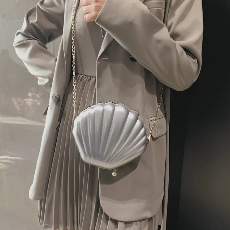 Fashion Women Shoulder Handbags Shell Bag Chain Cute Sequins Small Bag Phone Money Pouch Zipper Crossbody Bags for Women