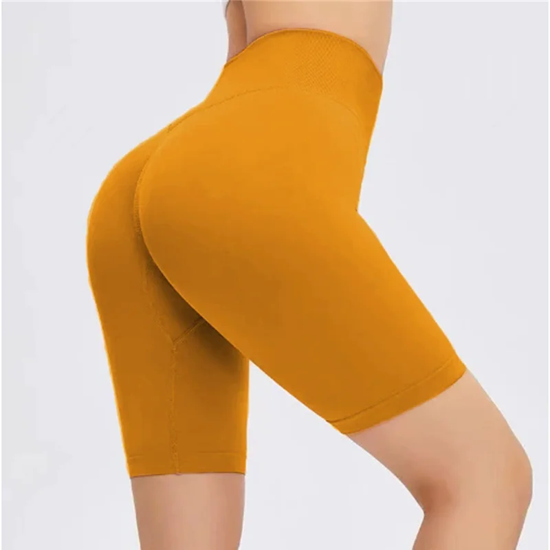 High-waisted Peach fitness quarter pants Women's stretch tight hip lift quick dry running yoga shorts