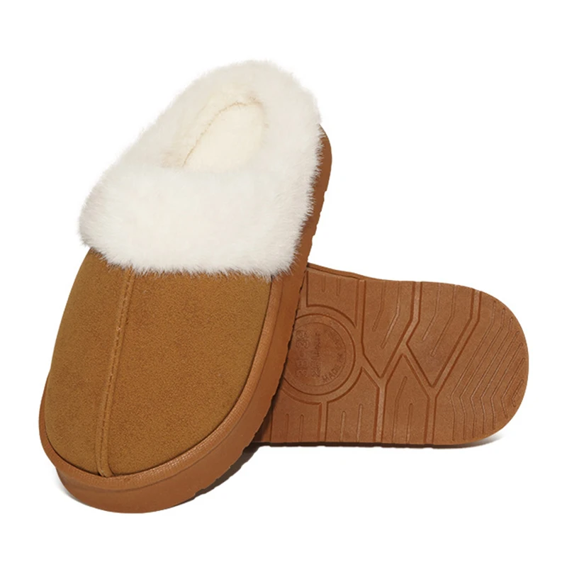 Warm Thicken Plush Winter Slippers Women Outdoor Thick Sole Non Slip Cotton Slides Woman Plus Size 45 Plush Snow Boots Female