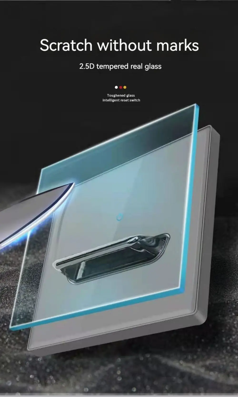 Description Picture 6 of itemWhite Tempered Glass Wall Switch Panel Led European 16a Socket Retro Toggle Light Switch Eu Uk Standard 2usb Socket 1Gang-4gang